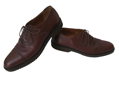 SALVATORE FERRAGAMO STUDIO BROWN PEBBLED LEATHER OXFORDS MEN  display picture 1