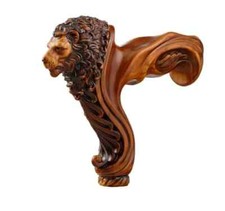 Antique Handmade Wooden Lion Engrave Head Handle For Walking Stick Cane Gift
