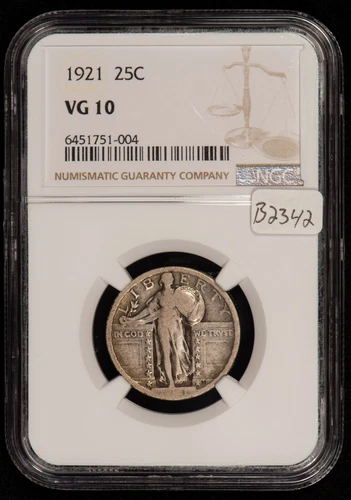 1921 25c Standing Liberty Silver Quarter - Key Date - NGC VG 10 - SKU-B2342