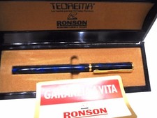 Penna sfera RONSON Teorema Blu fiammata | finiture Oro 18ct | Ballpoint pen |