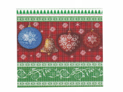 40 Servietten 3-lagig 1/4-Falz 33 x 33 cm X-mas Celebration Weihnachten Kugeln