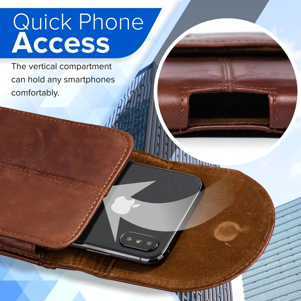 Belt Clip Holster Pouch Genuine Leather Phone Case Holster with Magnetic Clos... - Image 3 of 4