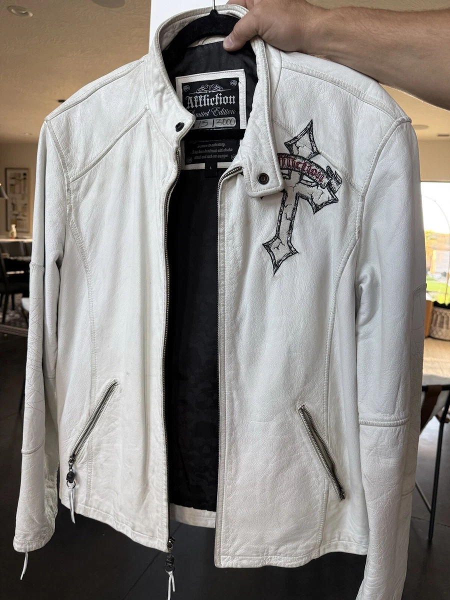White Leather Vintage Outerwear Coats & Jackets for Men for sale