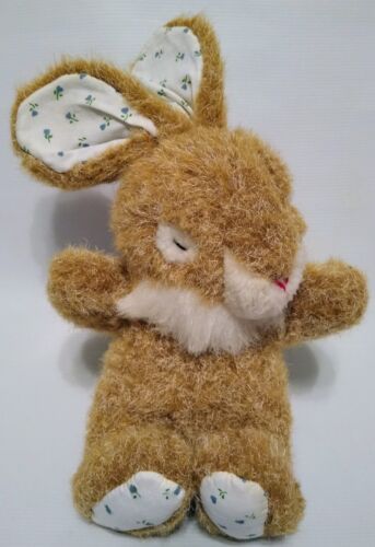 Vintage Sugar Loaf Sleeping Bunny Brown White Blue Floral 10" Stuffed Plush 1988 - Picture 1 of 3
