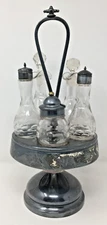 Antique Victorian Middletown Plate Co Triple Plate Condiment Cruet Castor Set