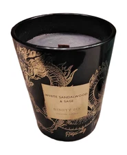 White Sandalwood & Sage Ninety Six Scented Candle Black Dragon Design 14.8 oz