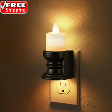 Flickering Flameless Candle Night Light Plug In, Dimmable LED Nightlight with Du