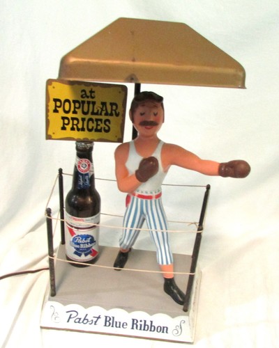 Vintage Pabst Blue Ribbon Bier Boxer Lampe, 50er Jahre