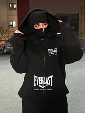 Double Hooded Fleece Balaclava Hoodie Zipper Warm Winter Mask Sweatshirt Unisex