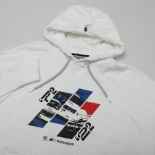 PUMA BMW M Motorsport Men's Hoodie Pullover Sweatshirt White Graphic Print XL