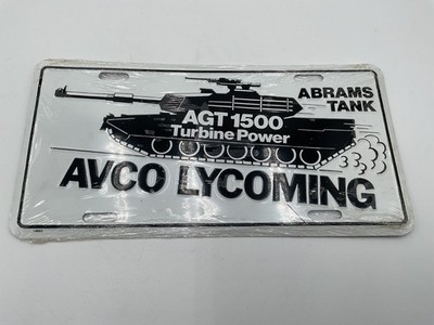 1990s AVCO LYCOMING ABRAMS TANK AGT 1500 TURBINE POWER BOOSTER License Plate NOS