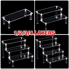 Transparent Acrylic Riser 1/4 Tier Removable Rack Display Shelf for Toys Figures