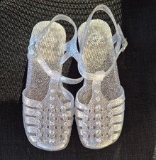 GIRLS JELLY FISHERMAN Gliiter Bling CLEAR SANDALS WONDER NATION SHOES US 3