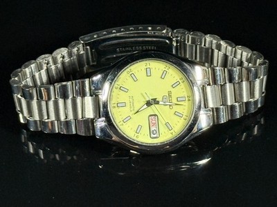 Seiko 5 Automatic 7S26 03E0 Full Lume Dial 21 Jewels Vintage Mens Silver Watch