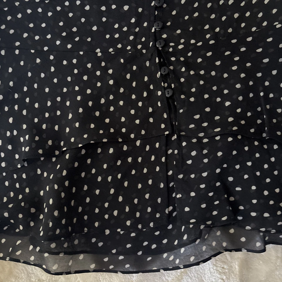 Белый дом черный рынок флокированный горошек чистый блузка галстук кнопка большой - Изображение 4 из 4