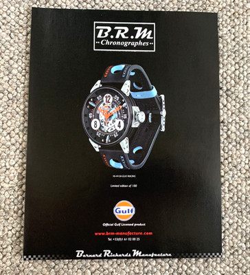 BRM B.R.M V6 44 SA GULF RACING - FRAMEABLE COLLECTIBLE CLASSIC WATCH ADVERT