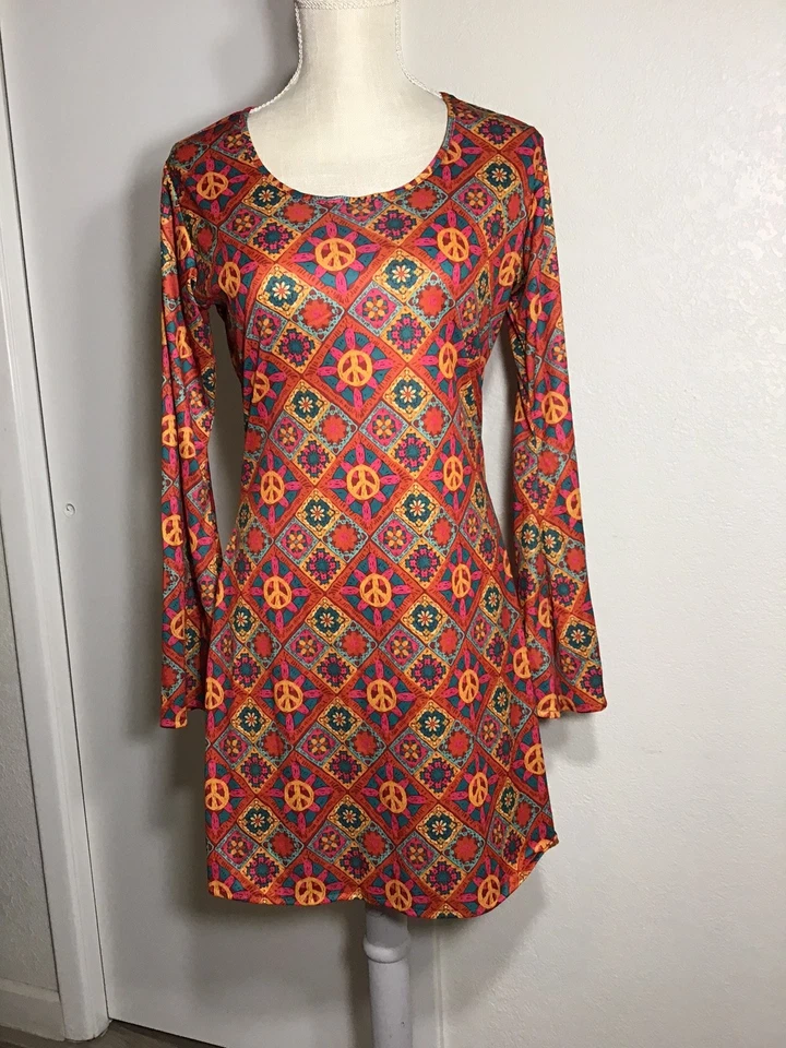 SPIRIT HIPPIE HALLOWEEN COSTUME 100% POLYESTER ADULTS  S-M SIZE 8 ( M )  - Image 2 of 4