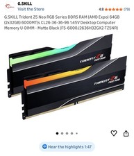G.SKILL Trident Z5 Neo Series 64GB 2 x 32GB 26-36-36-96 DDR5 6000 MHz CL26