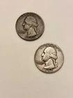 1957-D & 1957-P Washington Quarters 90% SILVER Set of 2 US Collectible Coins