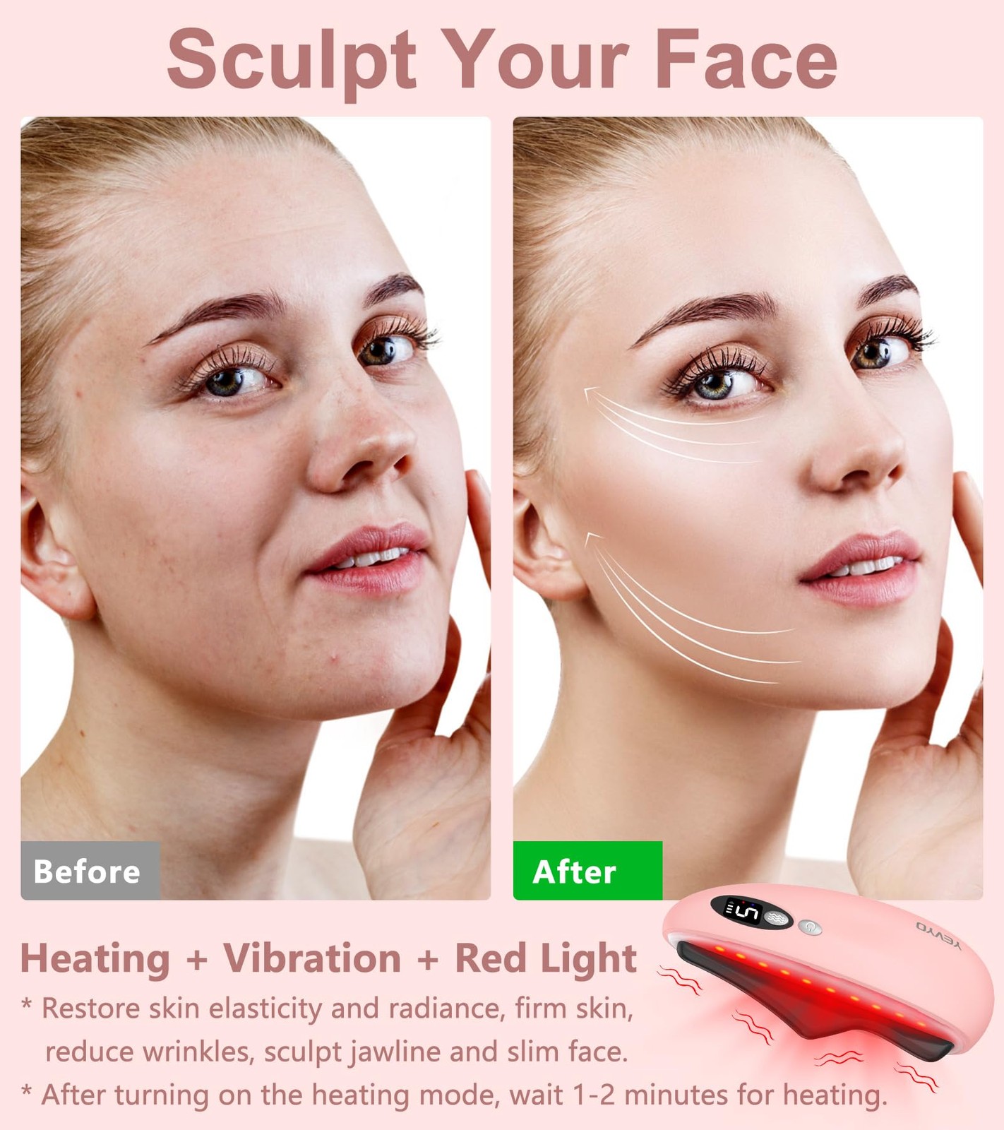 YEVYO Gua Sha Facial Tool Electric Black Obsidian Guasha Tool for Face Chin N...