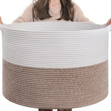 XXXLarge Woven Rope Blanket Basket Living Room Brown, 90L