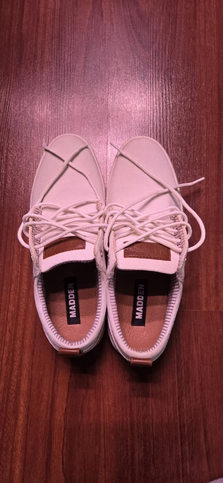 Steve Madden Para hombres Talla 7 Tenis con Cordones Lona Blanco Zapatos Informales Parte Superior Baja Foto 2 de 4