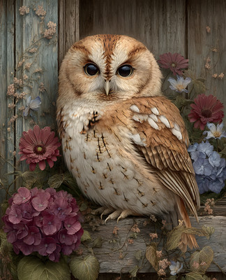 8x10 Cozy Storybook Bird Sitting on Wooden Bench Art Print - 751320032