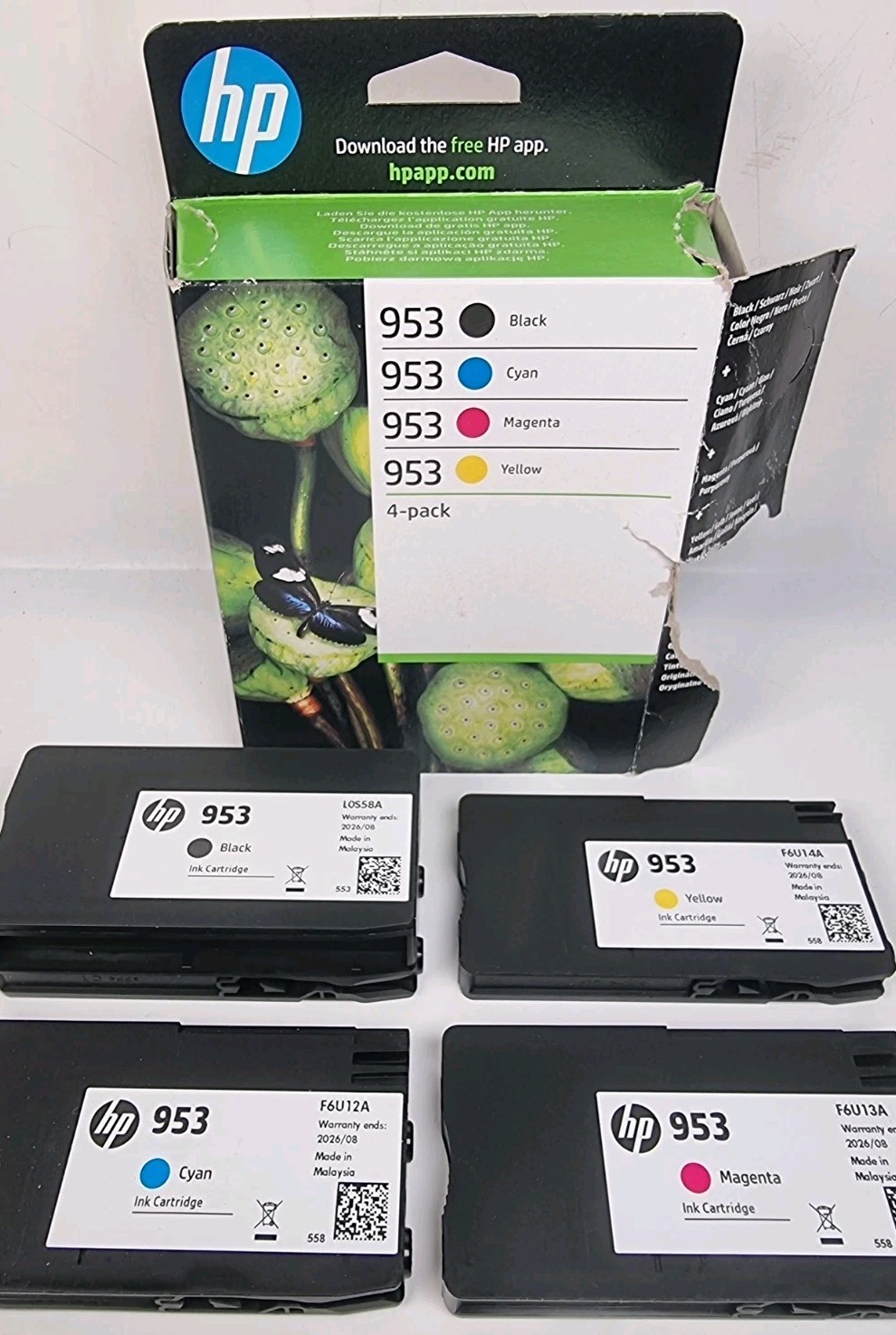 Genuine HP 953 Multipack Ink Cartridge Black Cyan Magenta Yellow Aug 2026