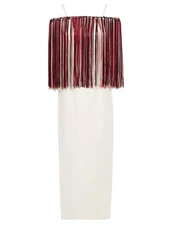 NWT Gabriela Hearst Danesha Ivory Off Shoulder Fringe Column Dress 40 US 4 $3350