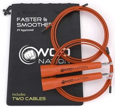 WOD Nation Adjustable Speed Jump Rope Workout Equipment - Orange, Alloy Steel...