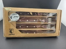 JERO 4 FORKS Stainless Flatware Wood Handles Made In Portugal NIB