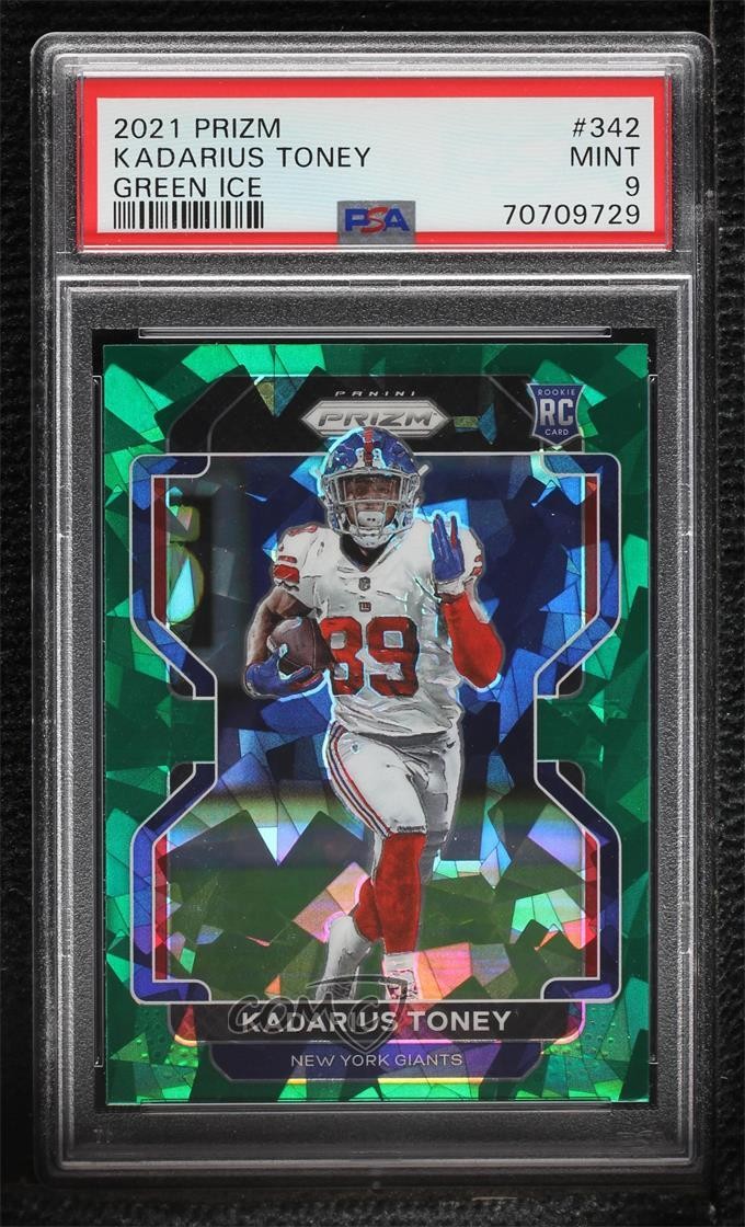2021 Panini Prizm Rookie Green Ice Prizm Kadarius Toney #342 PSA 9 MINT 2l4