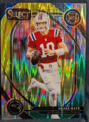 2024 Panini Select - Club Level Drake Maye #218 Green & Yellow Shock Prizm (RC)
