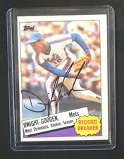 1985 Topps Record Breaker Dwight Gooden On Card Auto Autographed Black INK #3