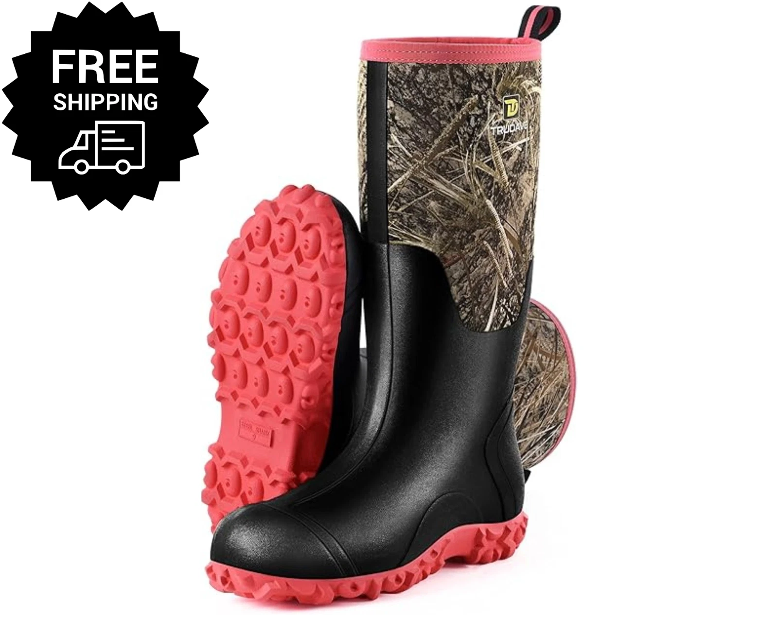 Trudave Hunting Boots for Women with Steel Shank Anti-Slip Waterproof Rain Boots