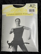 Capezio Studio Basics Black Womens S/M Footed Fishnet Seamless Tight 3407 NWT