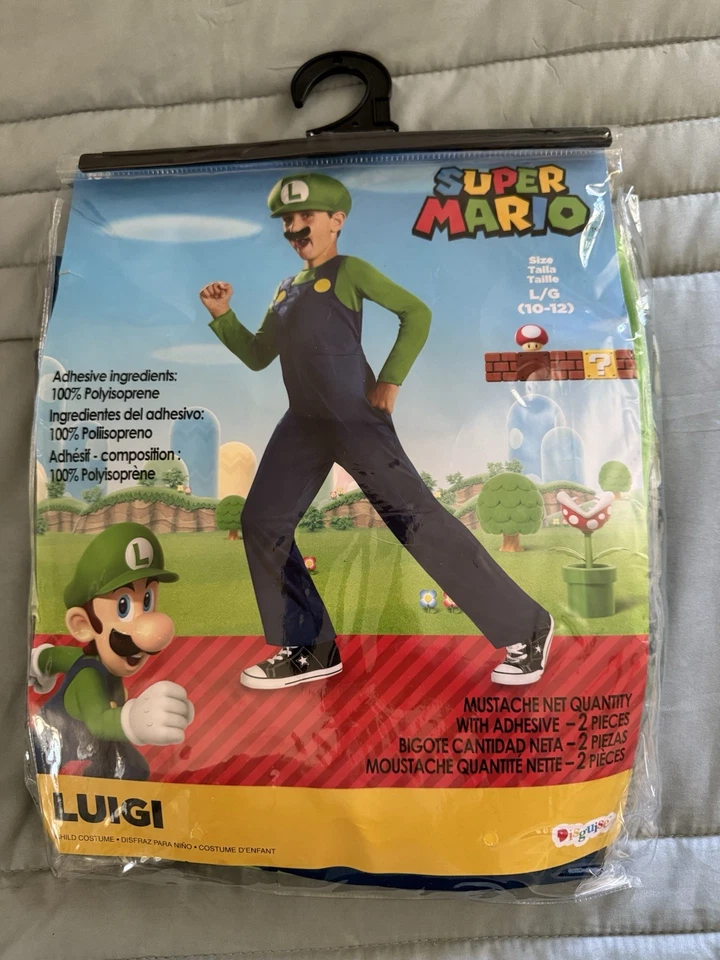 Disfraz infantil Super Mario Bros Luigi grande (10-12) Foto 2 de 2