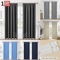 Pencil Pleat Tape Top Blackout lined Curtains Thermal Energy Saving Tie Backs