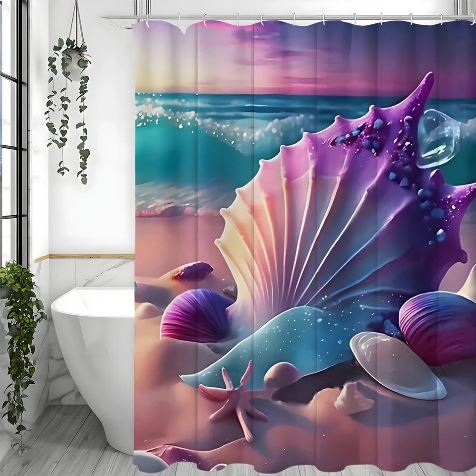 Juego de baño 1 pieza océano náutico: cortina resistente al agua con ganchos Foto 2 de 4