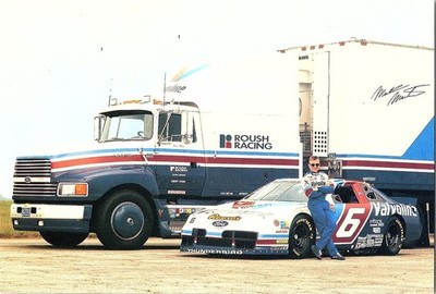 Mark Martin Transporter NASCAR Ford AeroMax 120 Racing Postcard 1970s