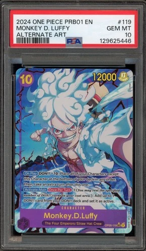 One Piece CCG Monkey.D.Luffy PRB01 Alternate Art OP05-119 PSA 10 Gem Mint