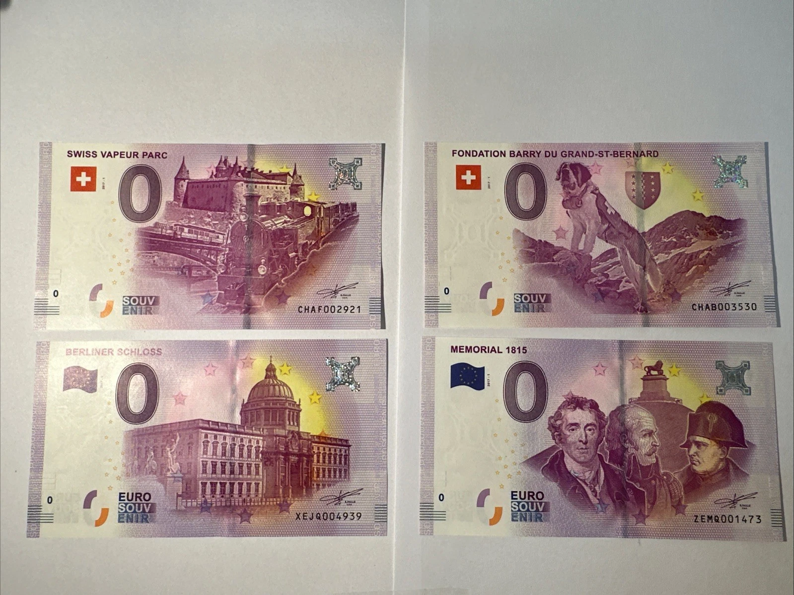 Lot 4 Billets Zéro 0 € Euro Touristique / Souvenir 2017-1