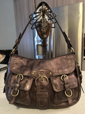COACH Legacy Garcia Hobo Shoulder Bag Leather Metallic Bronze