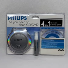 Philips CD DVD 4 In 1 Complete Disk Laser Lens Cleaning Kit System - New Sealed