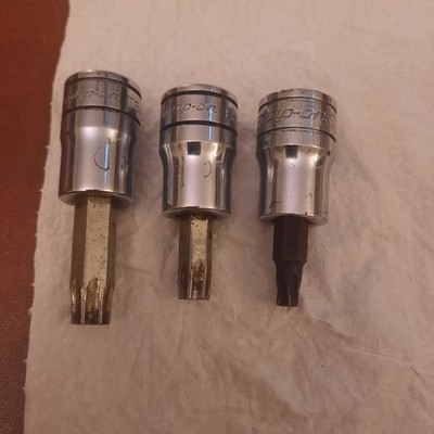 Snap On 3 Pc 3/8 Drive Torx Sockets. T45, T40, T27. USA. See Description. 