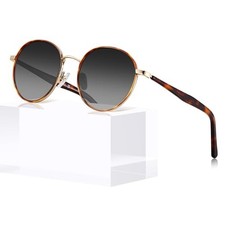 CARFIA Retro Round Polarized Sunglasses for Women UV Protection 51 Millimeters