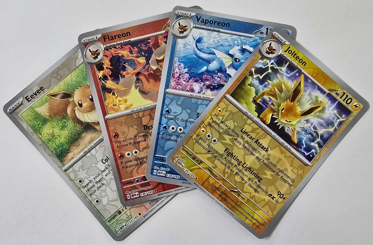 Pokemon SV: 151 Eeveelution Set Reverse Foil Eevee Flareon Jolteon