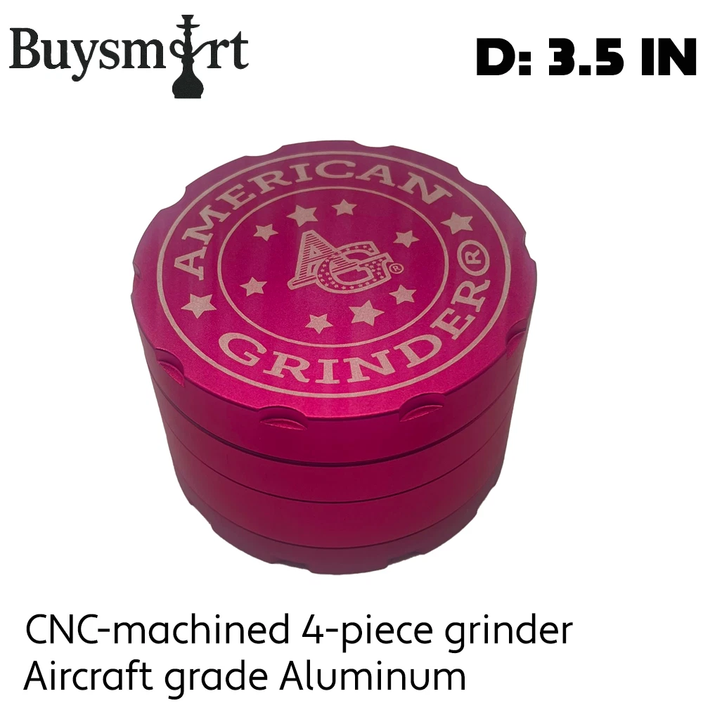 American Grinder® 3.5" 4-Piece Herb Spice Tobacco Grinder CNC Aluminum PINK