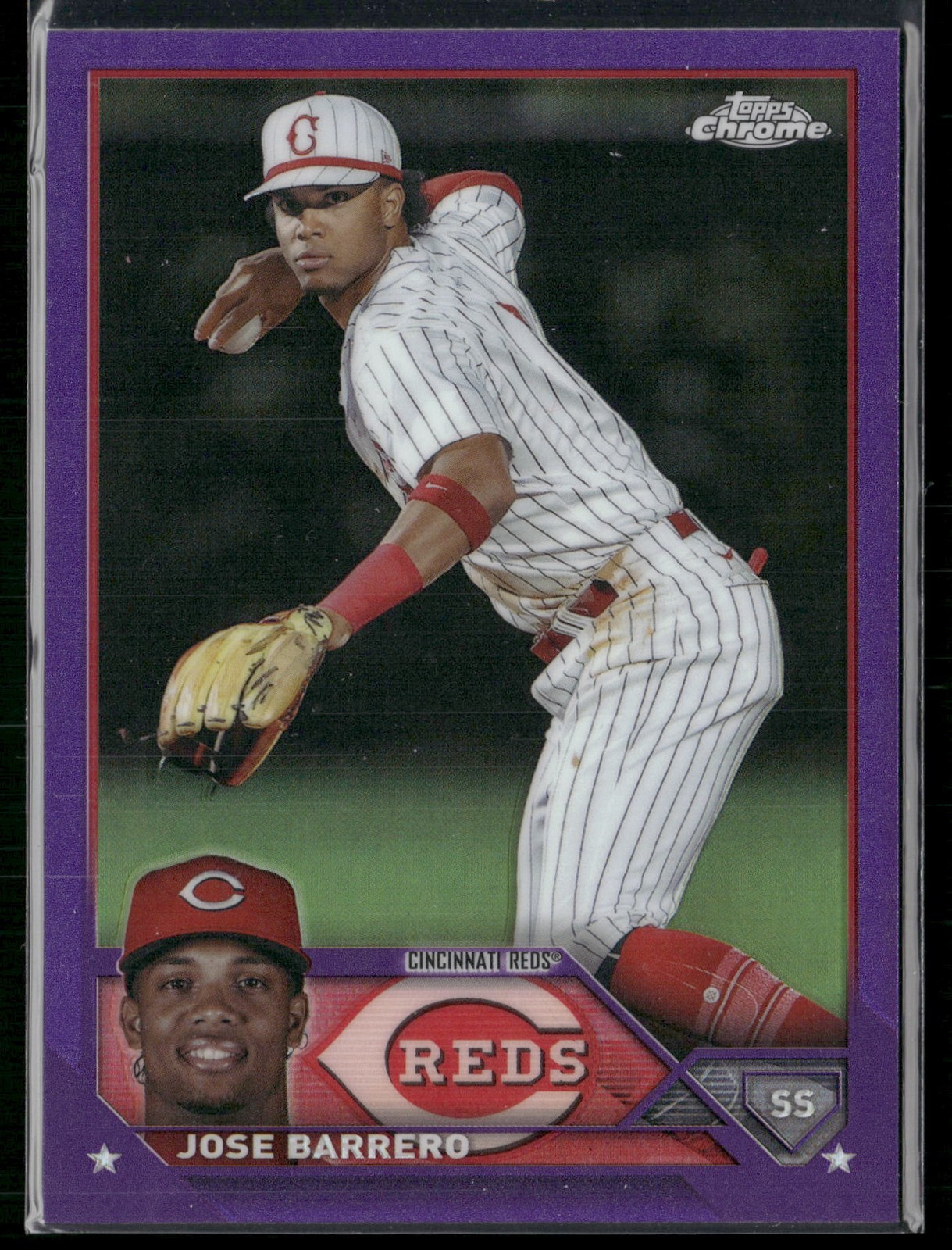 2023 Topps Chrome Update USC54 Jose Barrero Purple Parallel 250 Limited