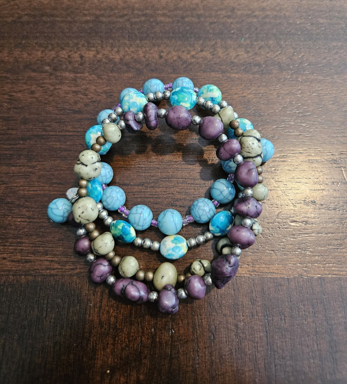 Chicos Multi Stone Wrap Bracelet Multi Colored Pu… - image 1